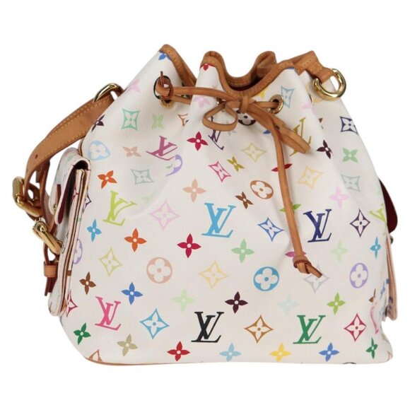 LOUIS VUITTON Monogram Multicolor Petit Noe Bag White LV Auth - Picture 1 of 16